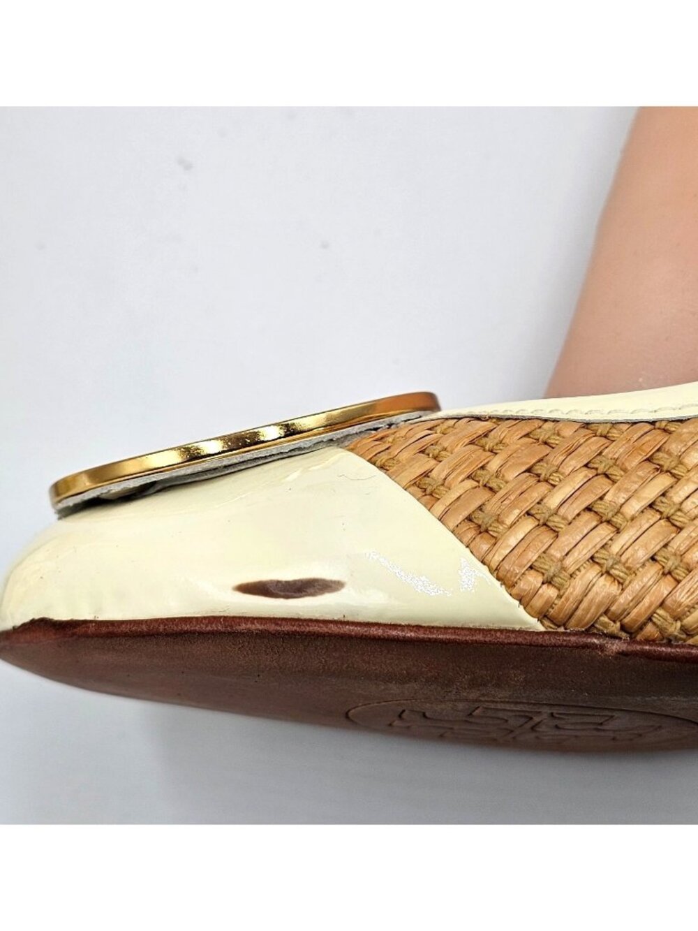 Tory Burch Women's Beige/Cream Woven Reva Maddie Raffia Straw Shoes Sz9 2345 - Picture 9 of 16